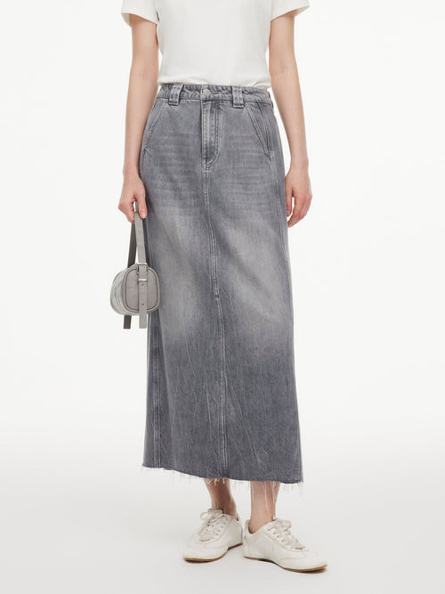 Lyocell Cotton Blend Denim Women Column Skirt