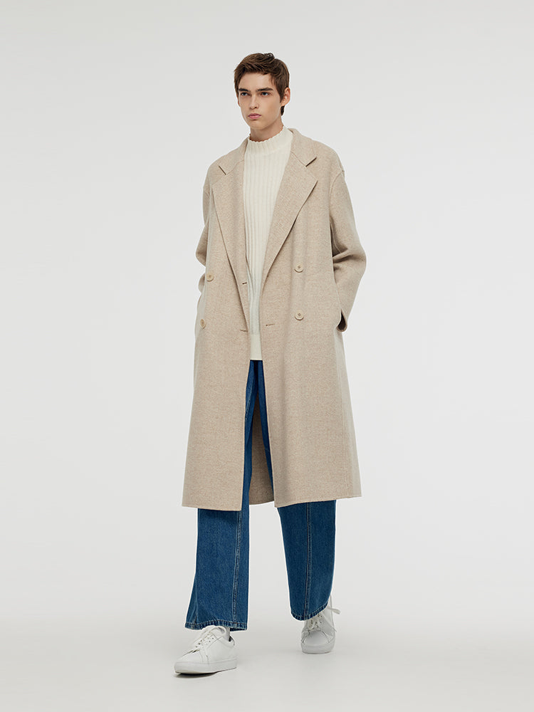 Wool Cashmere Herringbone Double-Faced Unisex Coat