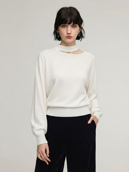 100% Wool Cut Out Women Sweater