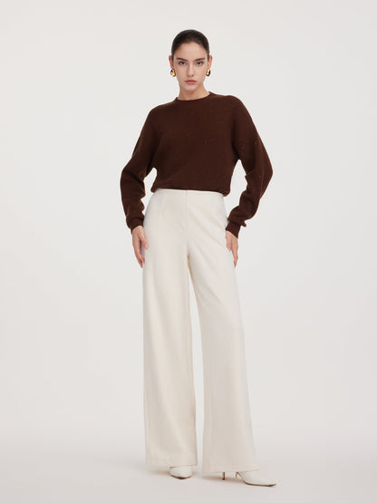 Velvet Ribbed Loose Straight Leg Women Knit Pants