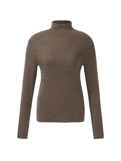 Machine Washable Wool Turtleneck Women Knit Top