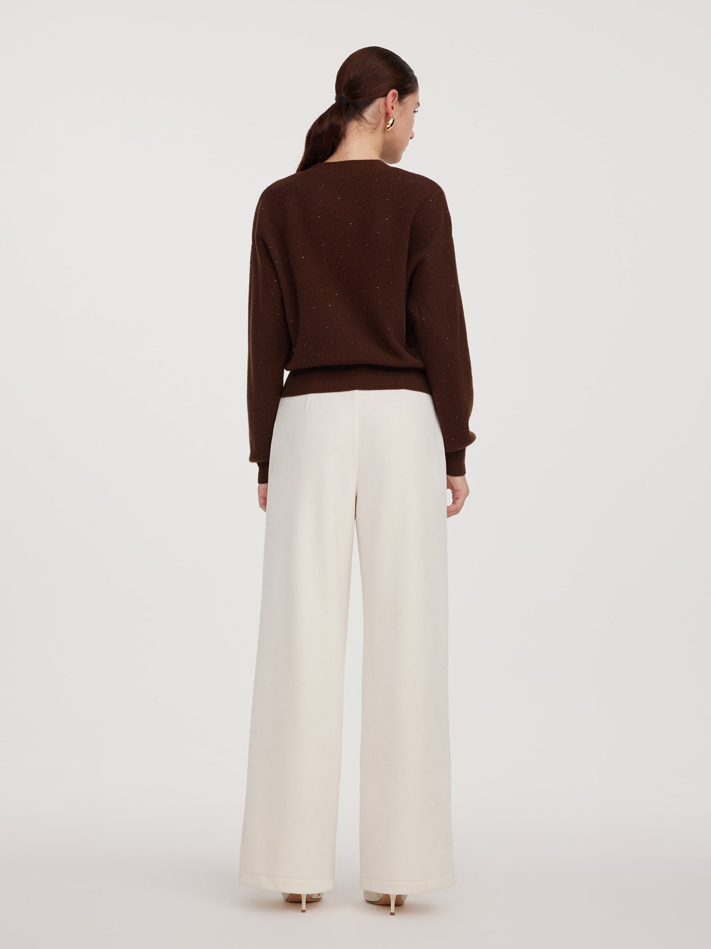 Velvet Ribbed Loose Straight Leg Women Knit Pants
