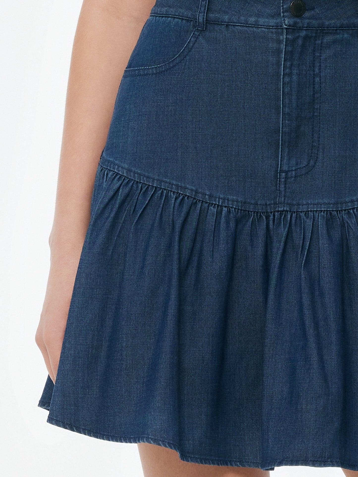 Denim Stretch Women Ruffle Mini Skirt