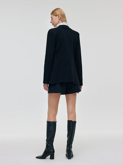 Stretch Lapel Women Knit Blazer