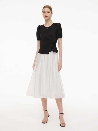 Tencel Blend Color Block Women Patchwork Maxi Dress