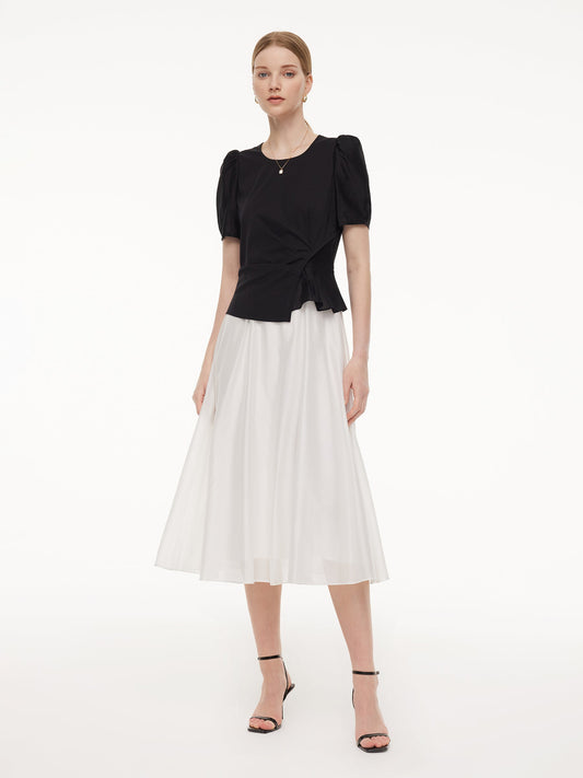 Tencel Blend Color Block Women Patchwork Maxi Dress