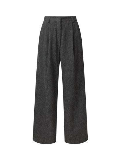 100% Washable Wool Straight Wide Leg Women Pants