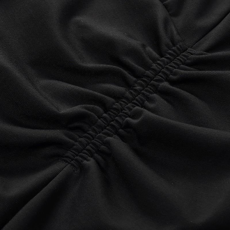 V-neck Pleated Midi Dress