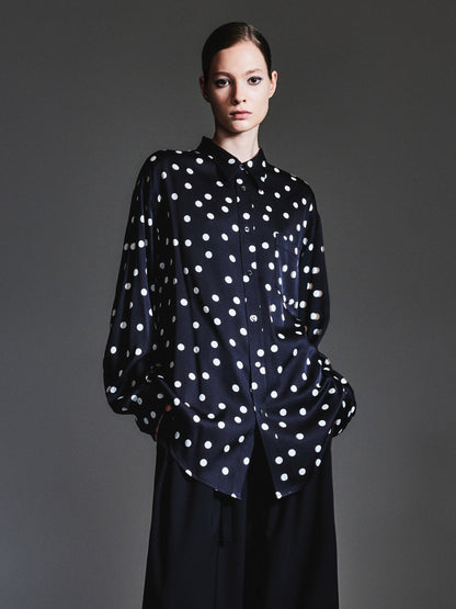 22MM Mulberry Silk Polka Dots H-Line Unisex Shirt