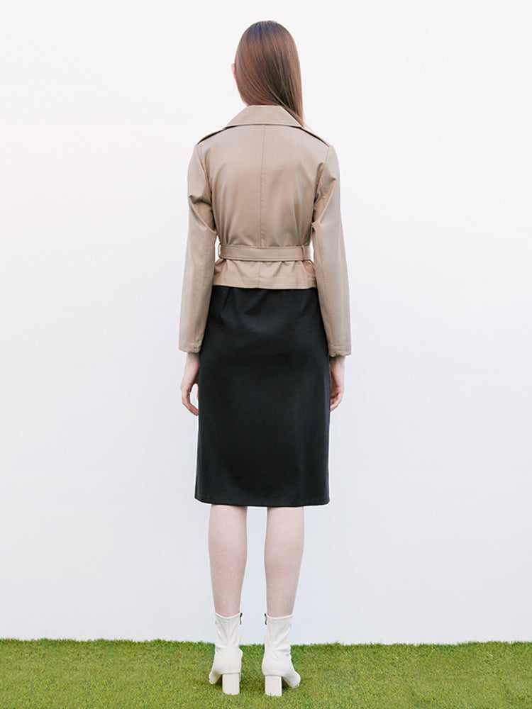 Women Trench Coat And Vest Dress Two-Piece Suit