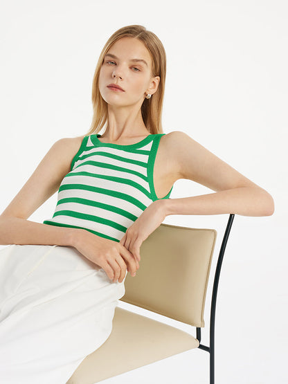 Striped Knitted Women Tank Top