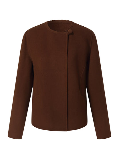 Cashmere Wool Blend Double-Faced Women Cropped Jacket