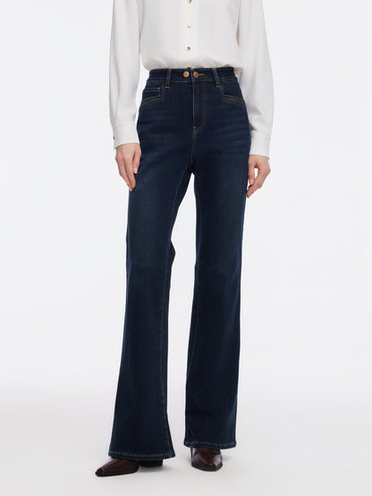 Denim Fleece Lined Women Flared Jeans