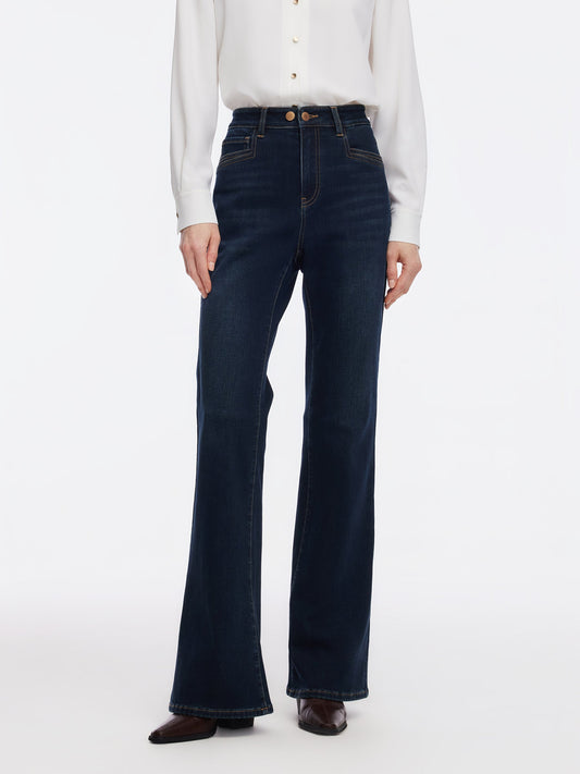 Denim Fleece Lined Women Flared Jeans