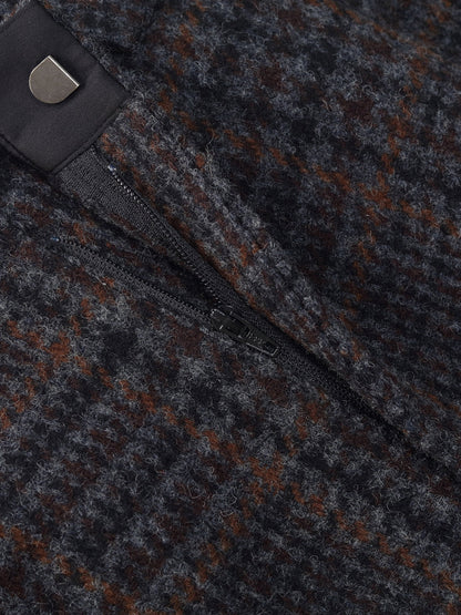 100% Wool Plaid Women Wide Leg Pants