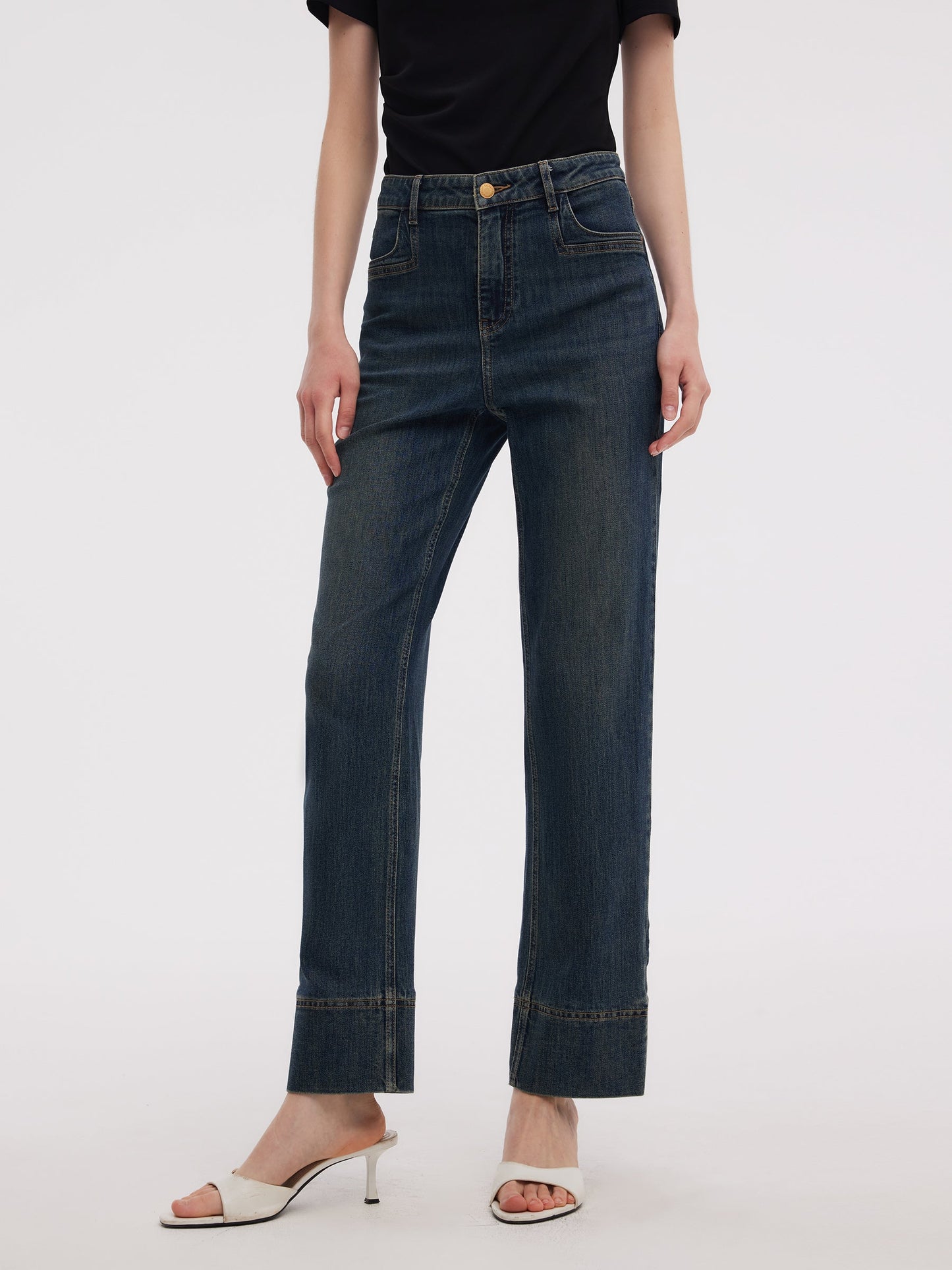 Denim Women Ankle-Length Cuffed Jeans