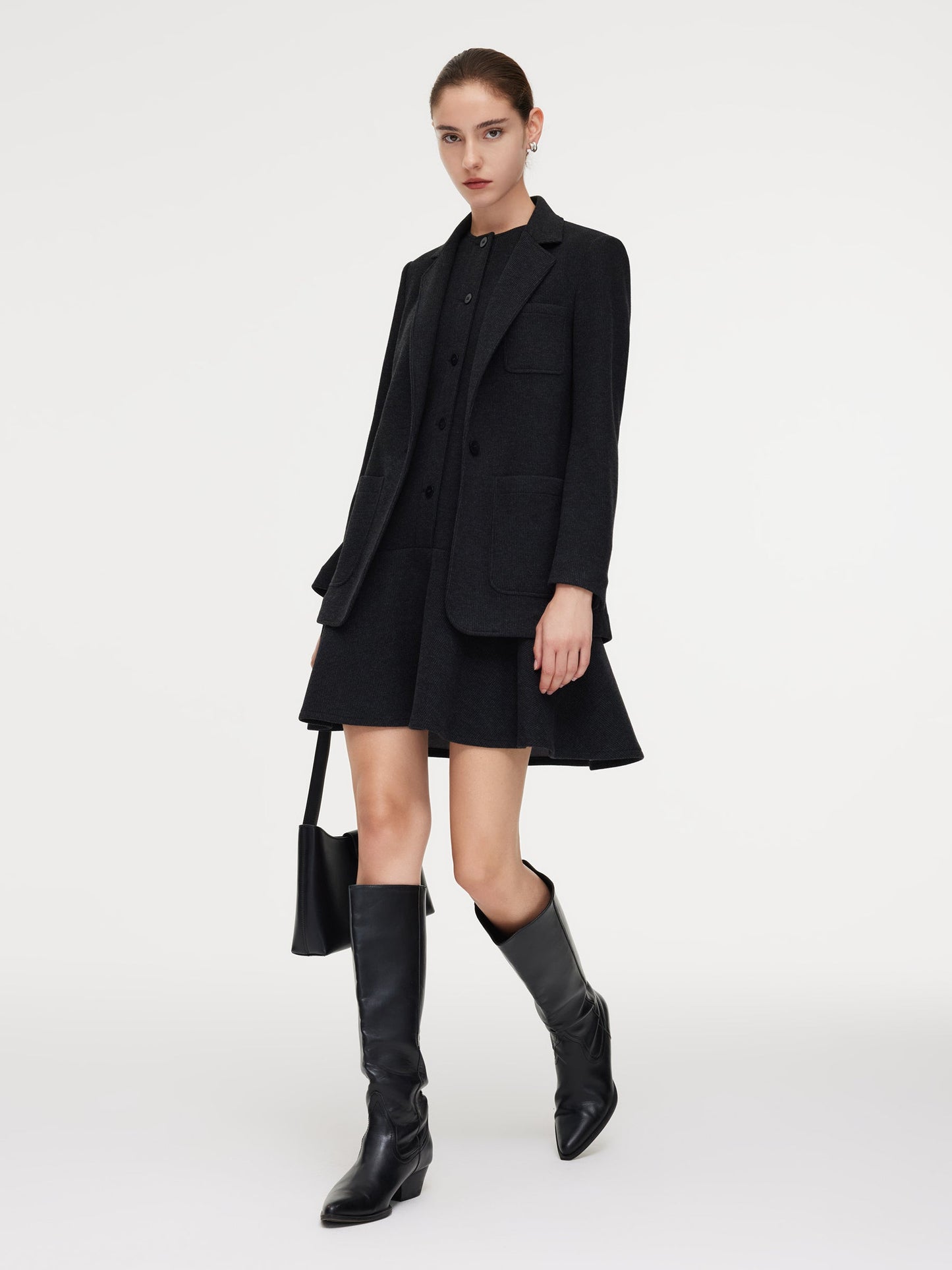 Knit Blazer And Sleeveless Mini Dress Two-Piece Set