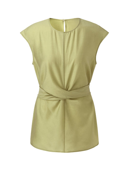 Acetate Twist Front Women Cap Sleeve Top