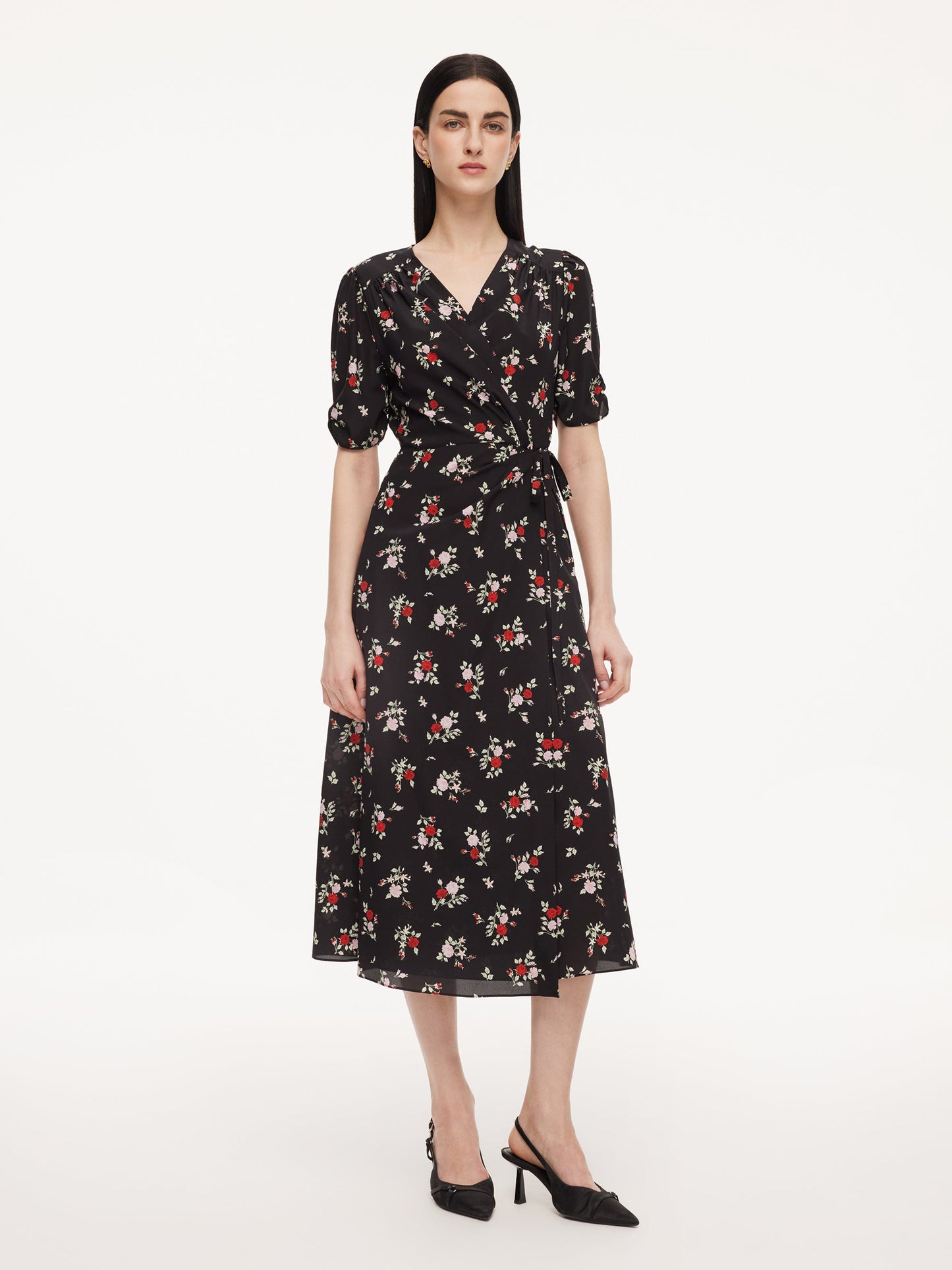 16MM Mulberry Silk Floral Print Women Maxi Wrap Dress