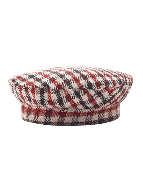 Red And White Plaid Beret