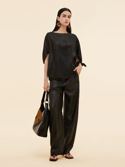 19MM Xiang Yun Silk Jacquard Boat Neck Women Cape Blouse