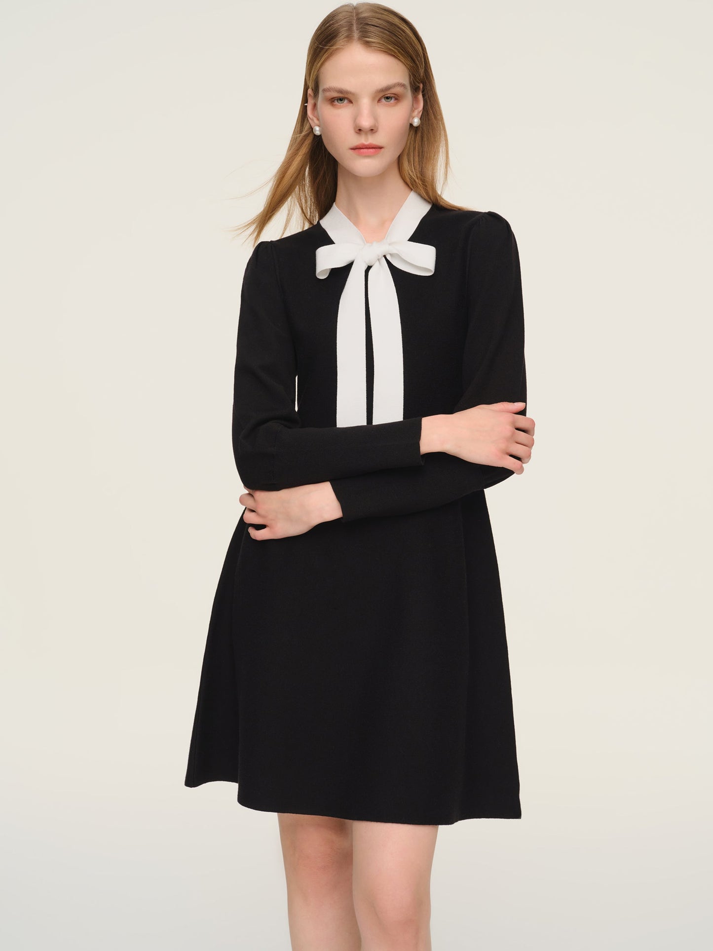 Tencel Blend Tie Front Women Knit Mini Dress