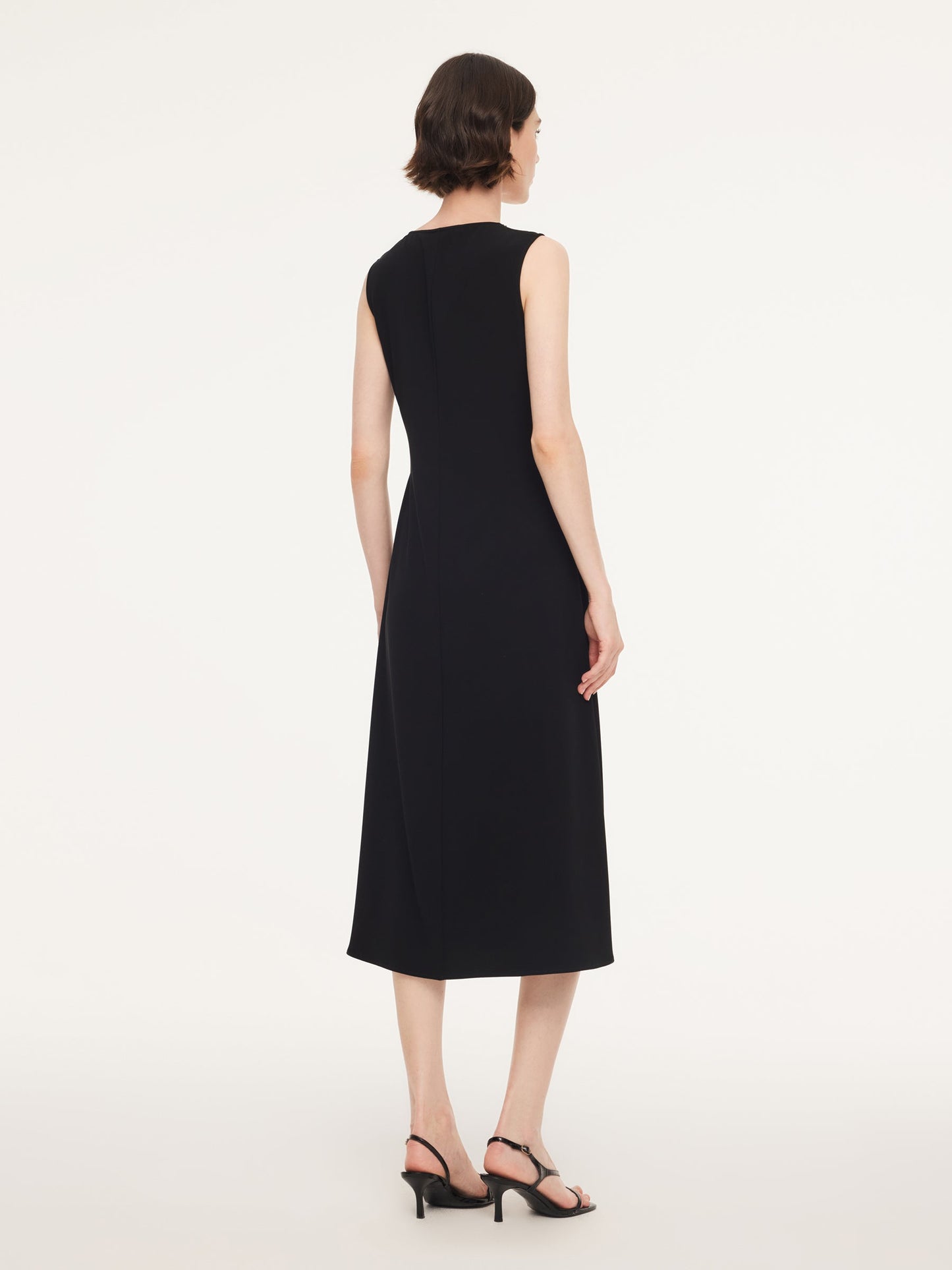Triacetate Blend V-Neck Women Sleeveless Maxi Dress