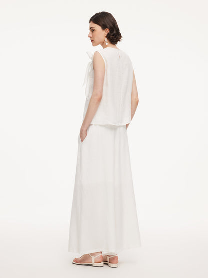 100% Linen Front Knot Tank Top And Pants Two-Piece Set