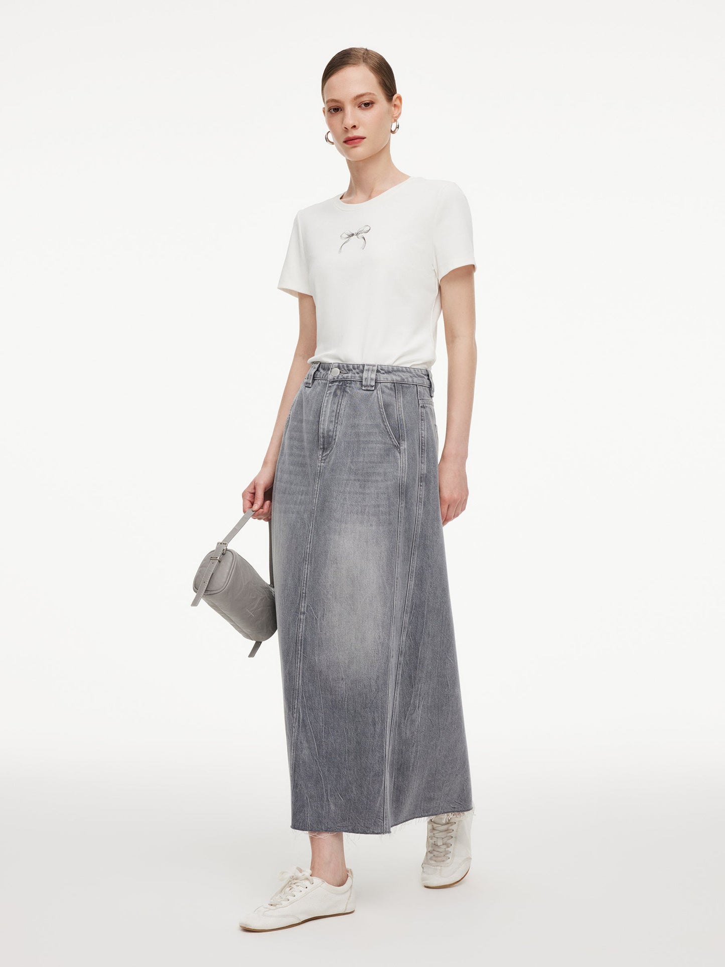 Lyocell Cotton Blend Denim Women Column Skirt