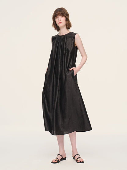 12MM Gambiered Canton Gauze Reversible Women Sleeveless Maxi Dress