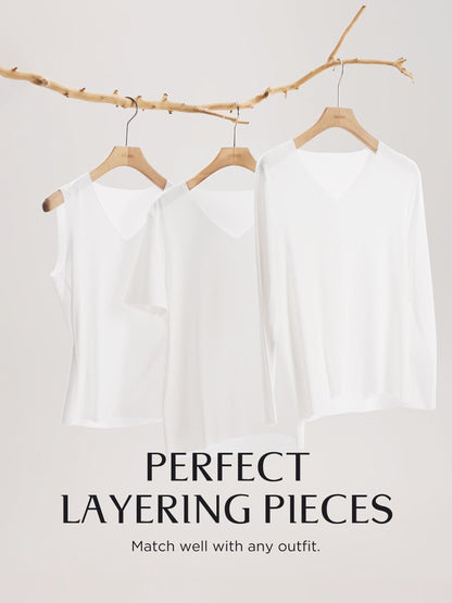 Two-pack (Black & White) Modal V-Neck Long Sleeve Top