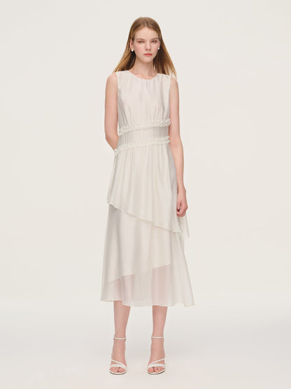 Ruffle Sleeveless Women Tiered Maxi Dress
