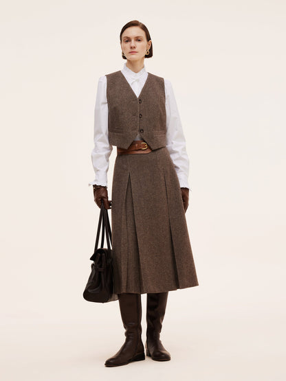 100% Washable Wool V-Neck Women Vest