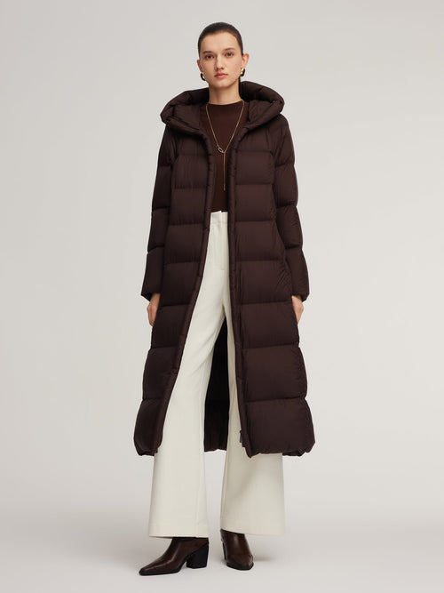 Cocoon Hooded Long Goose Down Puffer Coat