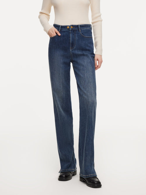 Acetate Blend Denim Micro-Flared Women Jeans