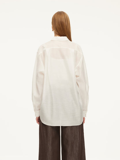 Tencel Acetate Linen Blend Women Sheer Oversized Shirt & Camisole Two-Piece Set