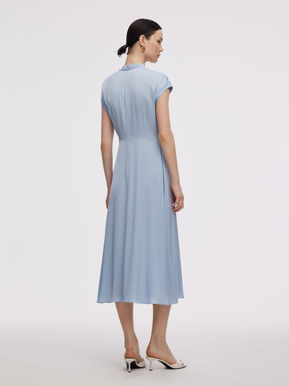 22MM Mulberry Silk Women Midi Dress With Two Silk Scarves