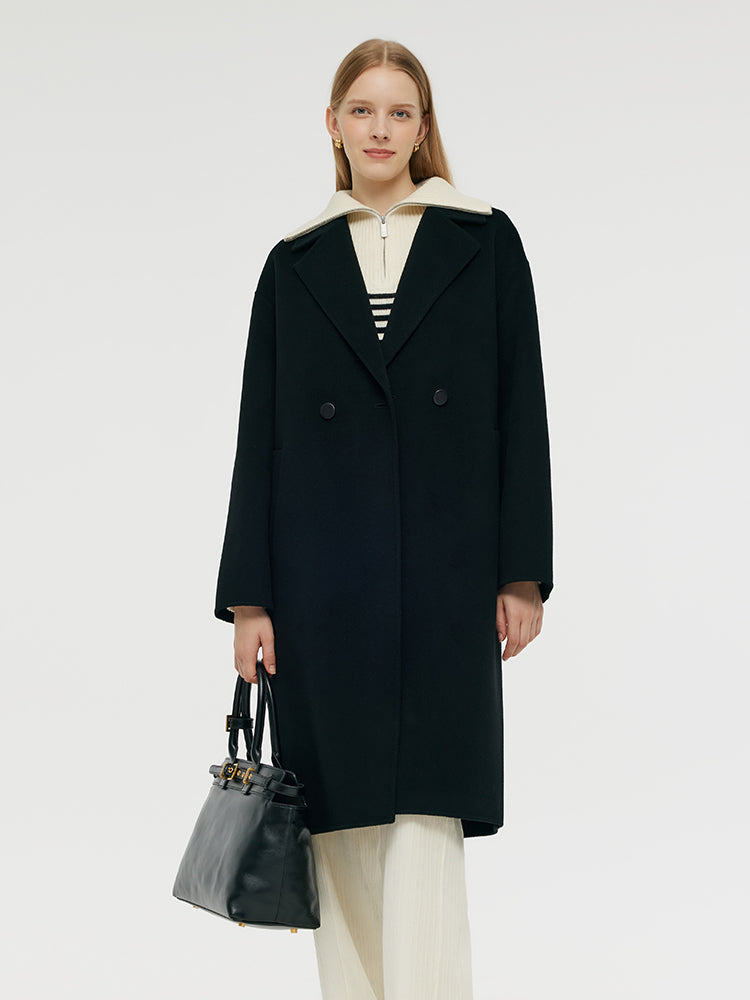 Wool Cashmere Double-Faced Unisex Mid-Length Coat