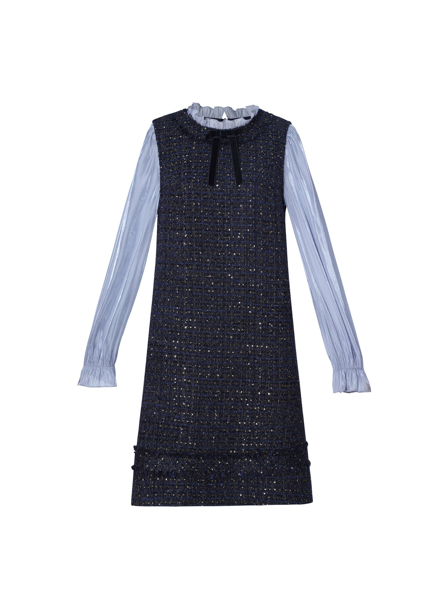 Tweed Faux-Layered Women Mini Dress
