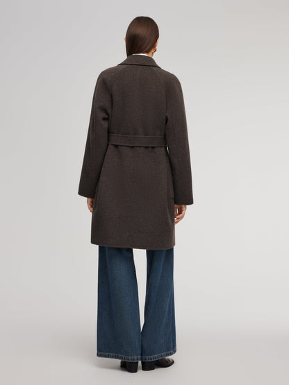 Camel Hair Wool Blend Double-Faced Women Wrap Coat