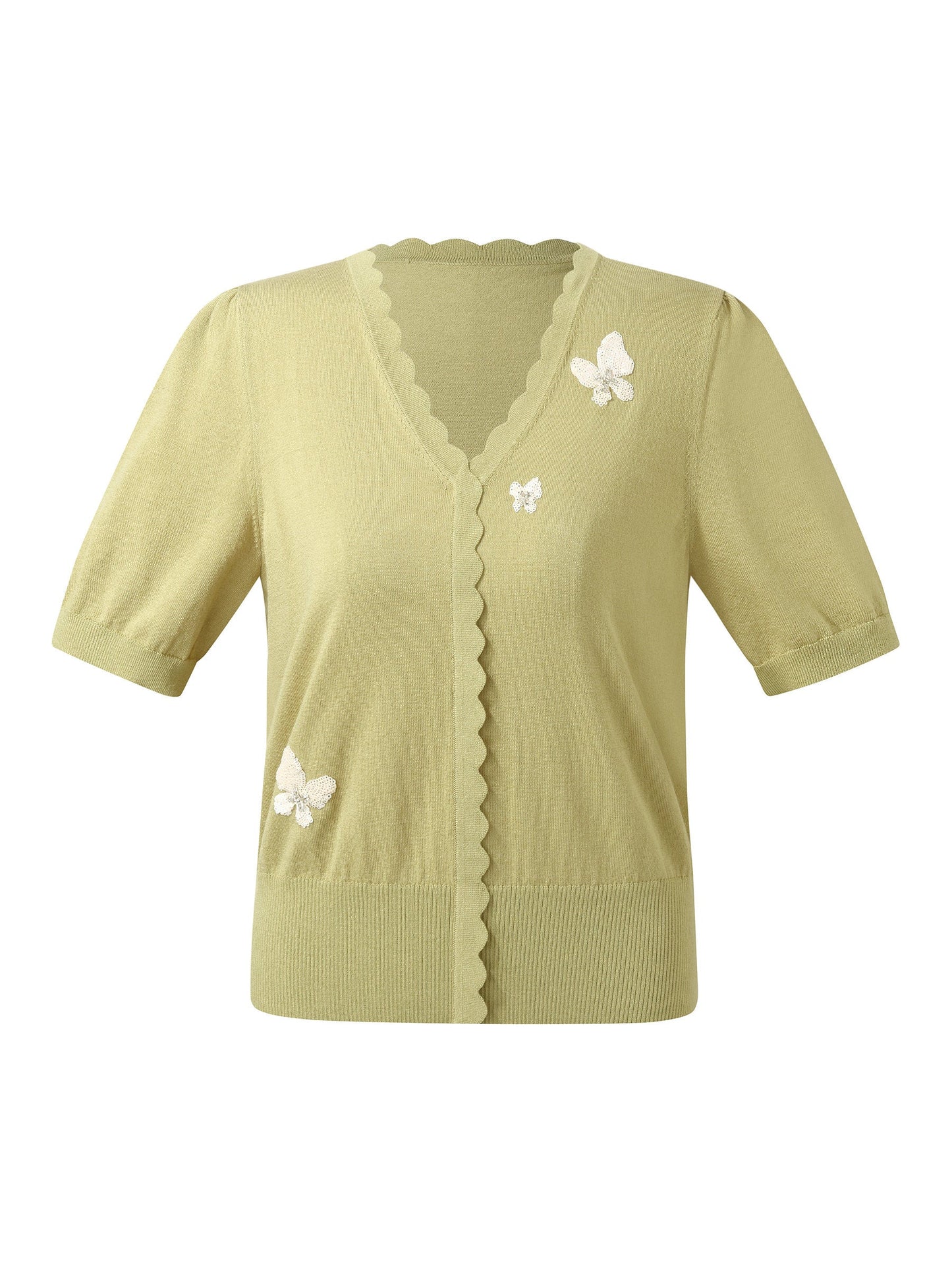 Tencel Blend Butterfly Embroidered Women Knit Top
