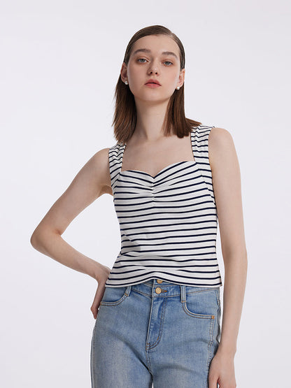 Striped Knitted Camisole With Detachable Chest Pads