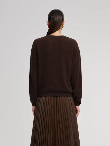 100% Brushed Wool Crew Neck Women Sweater
