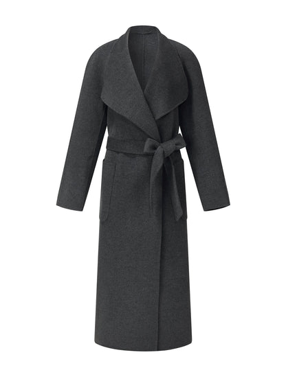 100% Wool Windproof Convertible Collar Women Wrap Overcoat