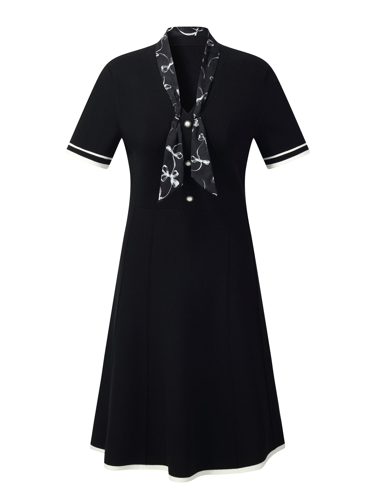 Lyocell Blend Women Knit Midi Dress With Detachable Silky Scarf