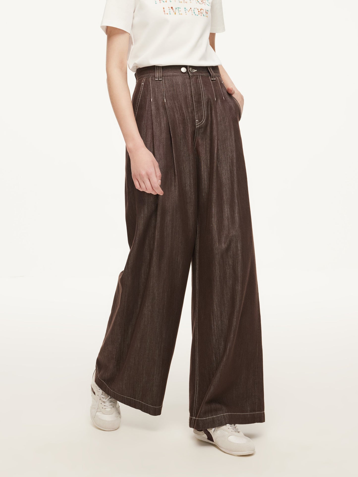 Lyocell Blend Denim Women Straight Leg Jeans