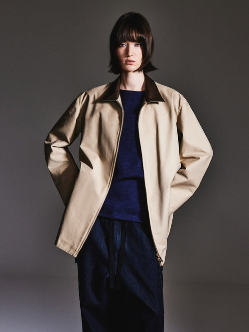 Loose Fit H-Line Zip-Up Unisex Mid-length Jacket