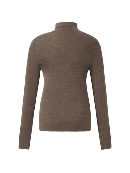 Machine Washable Wool Turtleneck Women Knit Top