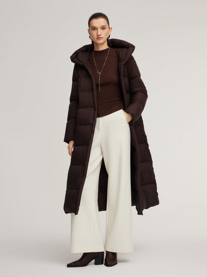 Cocoon Hooded Long Goose Down Puffer Coat