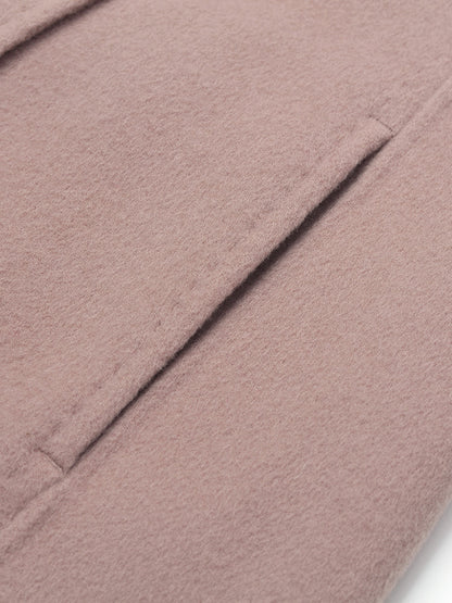 Pink Pure Cashmere Straight Lapel Women Coat